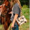 imageWrangler Tote Bag for Women Western Retro Purse Top Handle Handbags with Aztec StrapAngel Cow Khaki