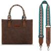 imageWrangler Tote Bag for Women Western Retro Purse Top Handle Handbags with Aztec StrapAazteccoffee and Turquoise