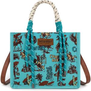 imageMontana West Wrangler Tote Bag Western Satchel Bags for Women with Braided Rope HandlesCowgirl Turquoise