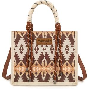 imageMontana West Wrangler Tote Bag Western Satchel Bags for Women with Braided Rope HandlesKhaki