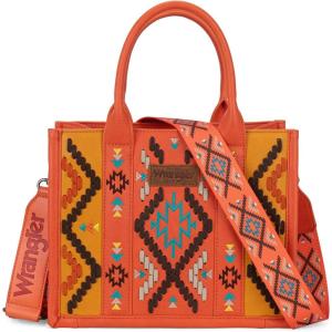 imageWrangler Aztec Tote Bag for Women Western Top Handle Handbags and PursesAvegan Leatherorange