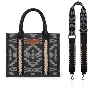 imageWrangler Aztec Tote Bag for Women Western Top Handle Handbags and PursesBcanvas Cottonblack