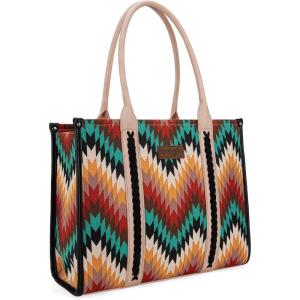 imageWrangler Aztec Tote Bag for Women Western Top Handle Handbags and PursesCcanvas Cottonblack