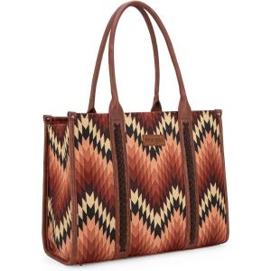 imageWrangler Aztec Tote Bag for Women Western Top Handle Handbags and PursesCcanvas Cottonbrown