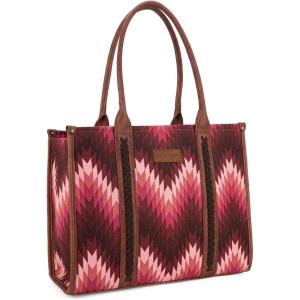 imageWrangler Aztec Tote Bag for Women Western Top Handle Handbags and PursesCcanvas Cottondark Pink