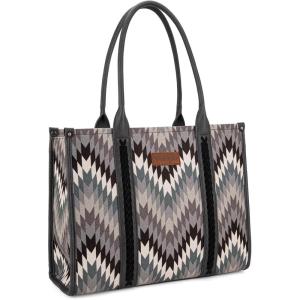 imageWrangler Aztec Tote Bag for Women Western Top Handle Handbags and PursesCcanvas Cottongrey