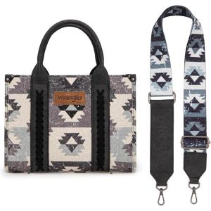 imageWrangler Boho Tote Bag Aztec Top Handle Handbags and PursesA Guitar Strapblack