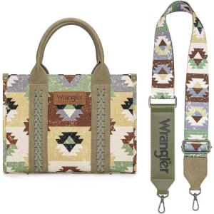 imageWrangler Boho Tote Bag Aztec Top Handle Handbags and PursesA Guitar Strapgreen