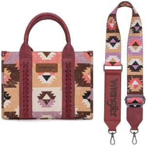 imageWrangler Boho Tote Bag Aztec Top Handle Handbags and PursesA Guitar Strappink