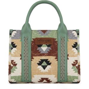 imageWrangler Boho Tote Bag Aztec Top Handle Handbags and PursesFlatgreen
