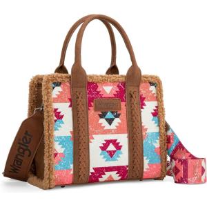 imageWrangler Boho Tote Bag Aztec Top Handle Handbags and PursesSherpa Brownwide Strap