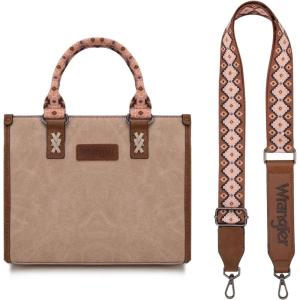 imageWrangler Tote Bag for Women Western Retro Purse Top Handle Handbags with Aztec StrapAazteckhaki