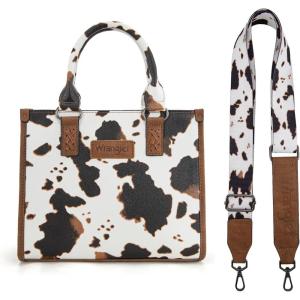 imageWrangler Tote Bag for Women Western Retro Purse Top Handle Handbags with Aztec StrapAngel Cow Brown