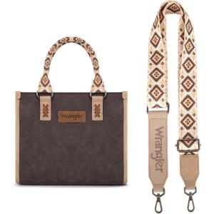 imageWrangler Tote Bag for Women Western Retro Purse Top Handle Handbags with Aztec StrapBazteccoffee