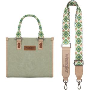 imageWrangler Tote Bag for Women Western Retro Purse Top Handle Handbags with Aztec StrapBaztecgreen