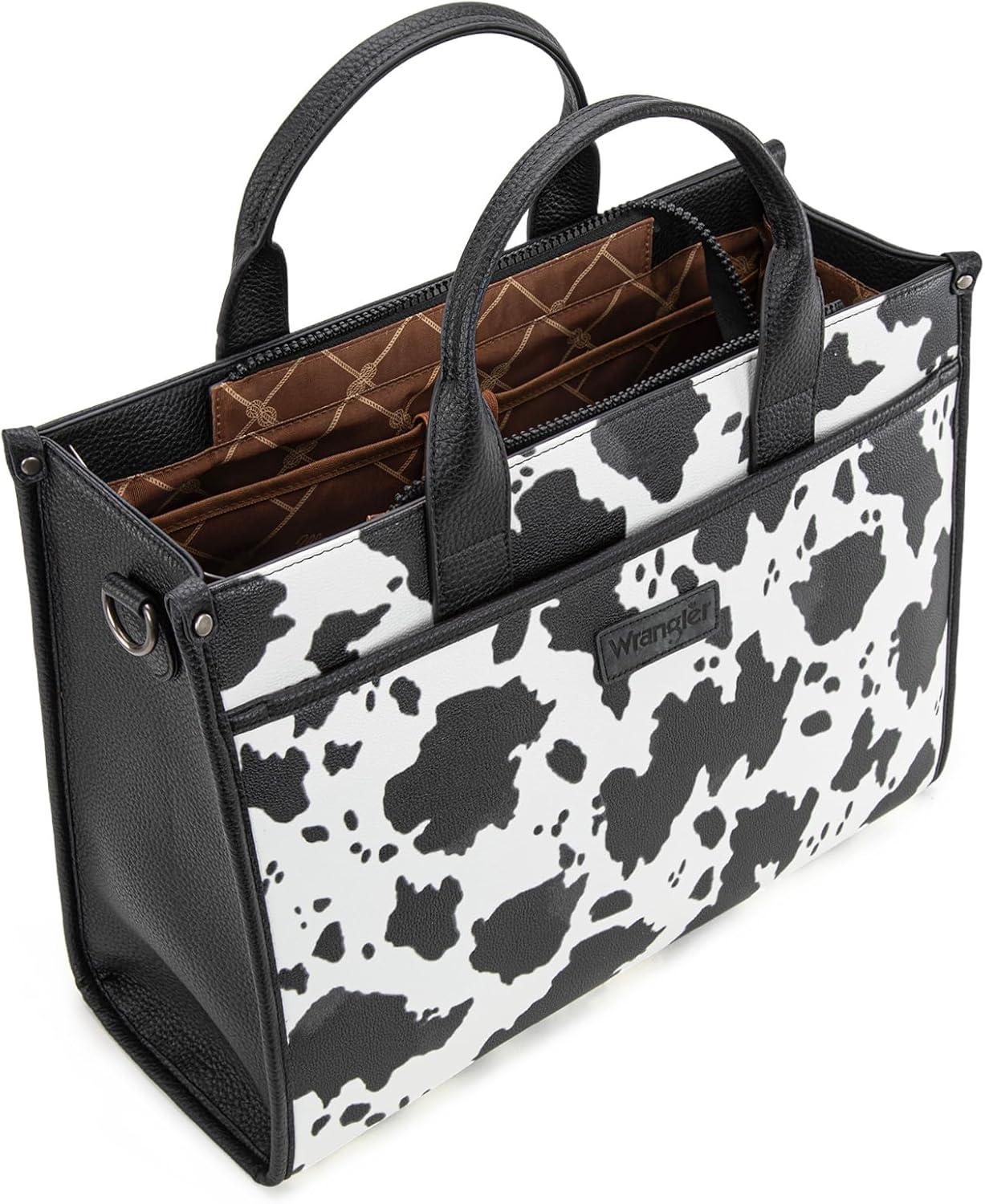 imageWrangler Laptop Bag for Women 156 Inch Vintage Work Tote Bag for Business Briefcase Handbag with Adjustable Shoulder StrapCowblack