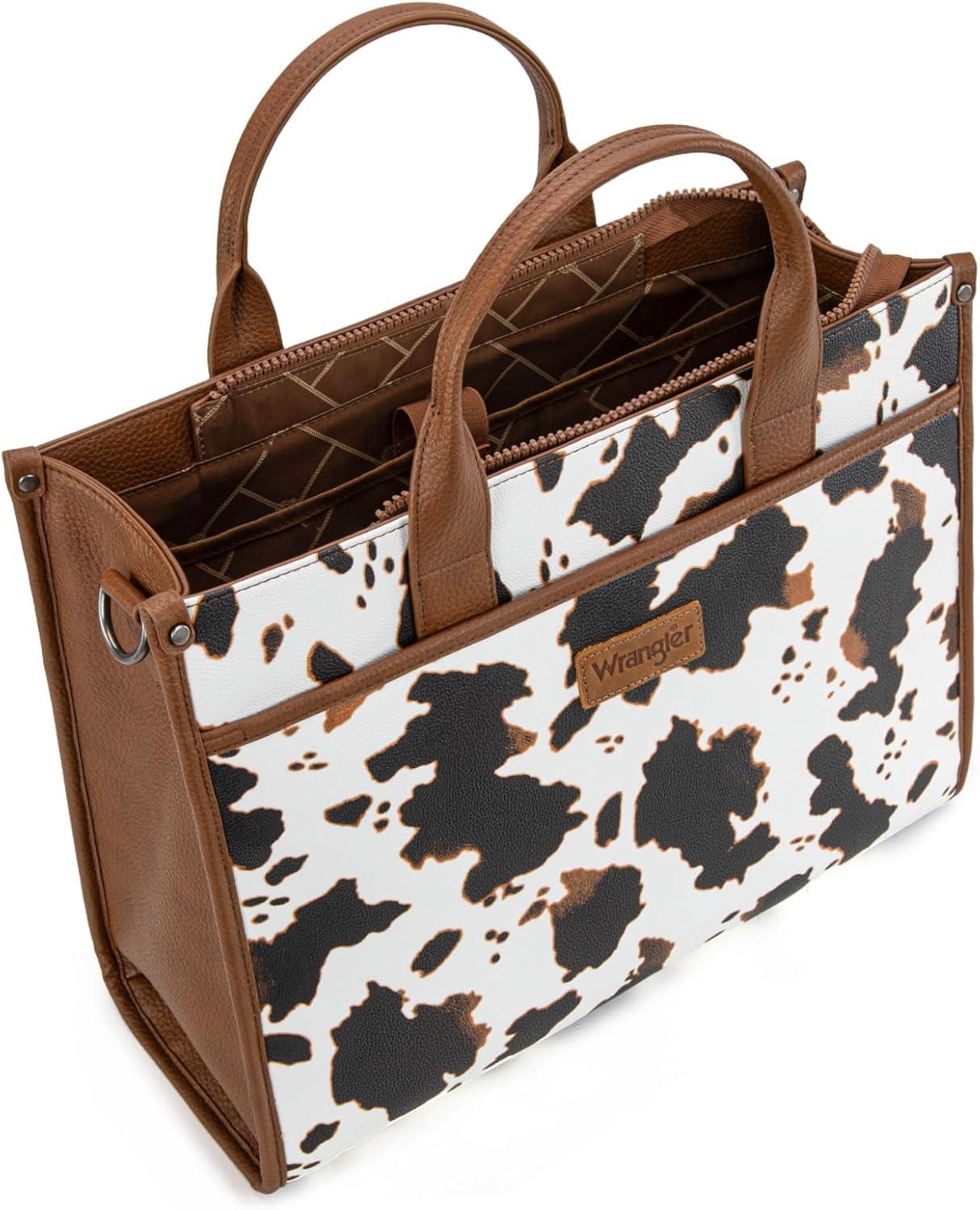 imageWrangler Laptop Bag for Women 156 Inch Vintage Work Tote Bag for Business Briefcase Handbag with Adjustable Shoulder StrapCowbrown