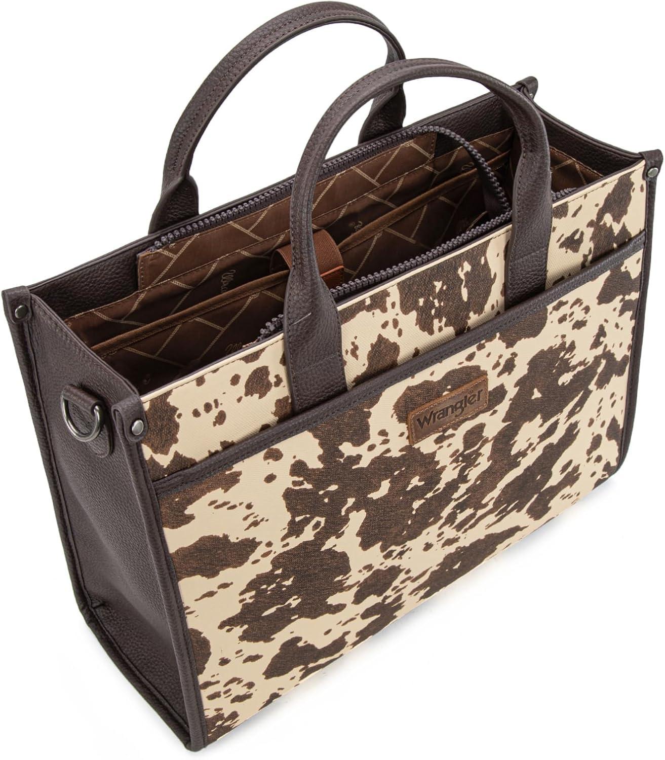 imageWrangler Laptop Bag for Women 156 Inch Vintage Work Tote Bag for Business Briefcase Handbag with Adjustable Shoulder StrapCowcoffee