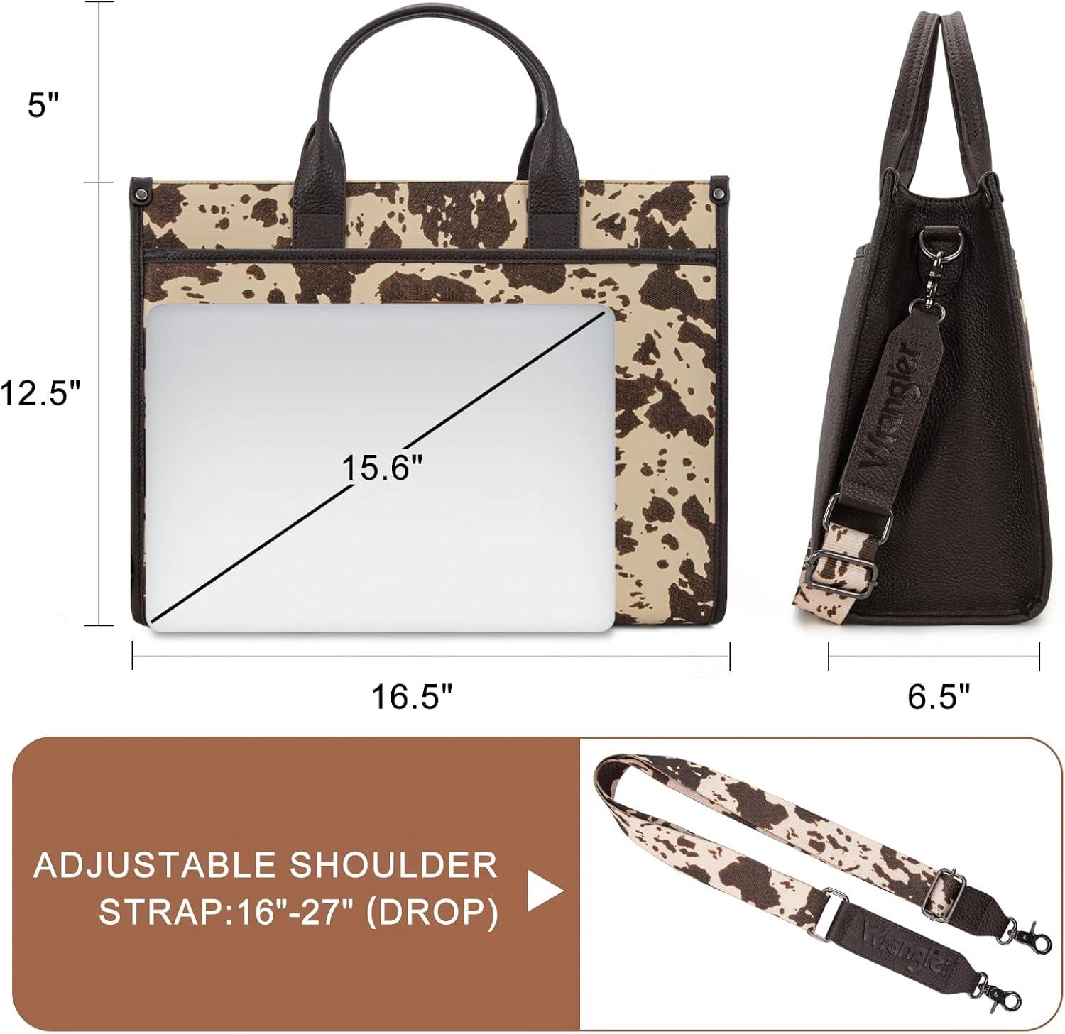 imageWrangler Laptop Bag for Women 156 Inch Vintage Work Tote Bag for Business Briefcase Handbag with Adjustable Shoulder StrapCowcoffee