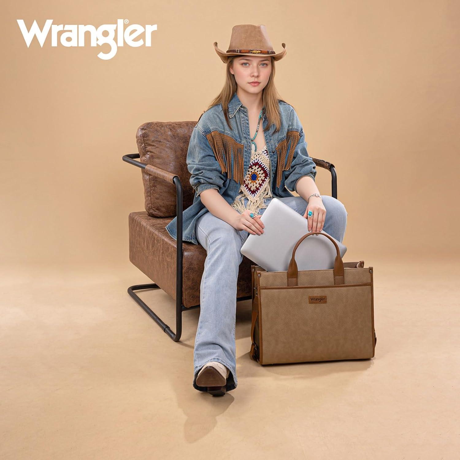 imageWrangler Laptop Bag for Women 156 Inch Vintage Work Tote Bag for Business Briefcase Handbag with Adjustable Shoulder StrapKhaki