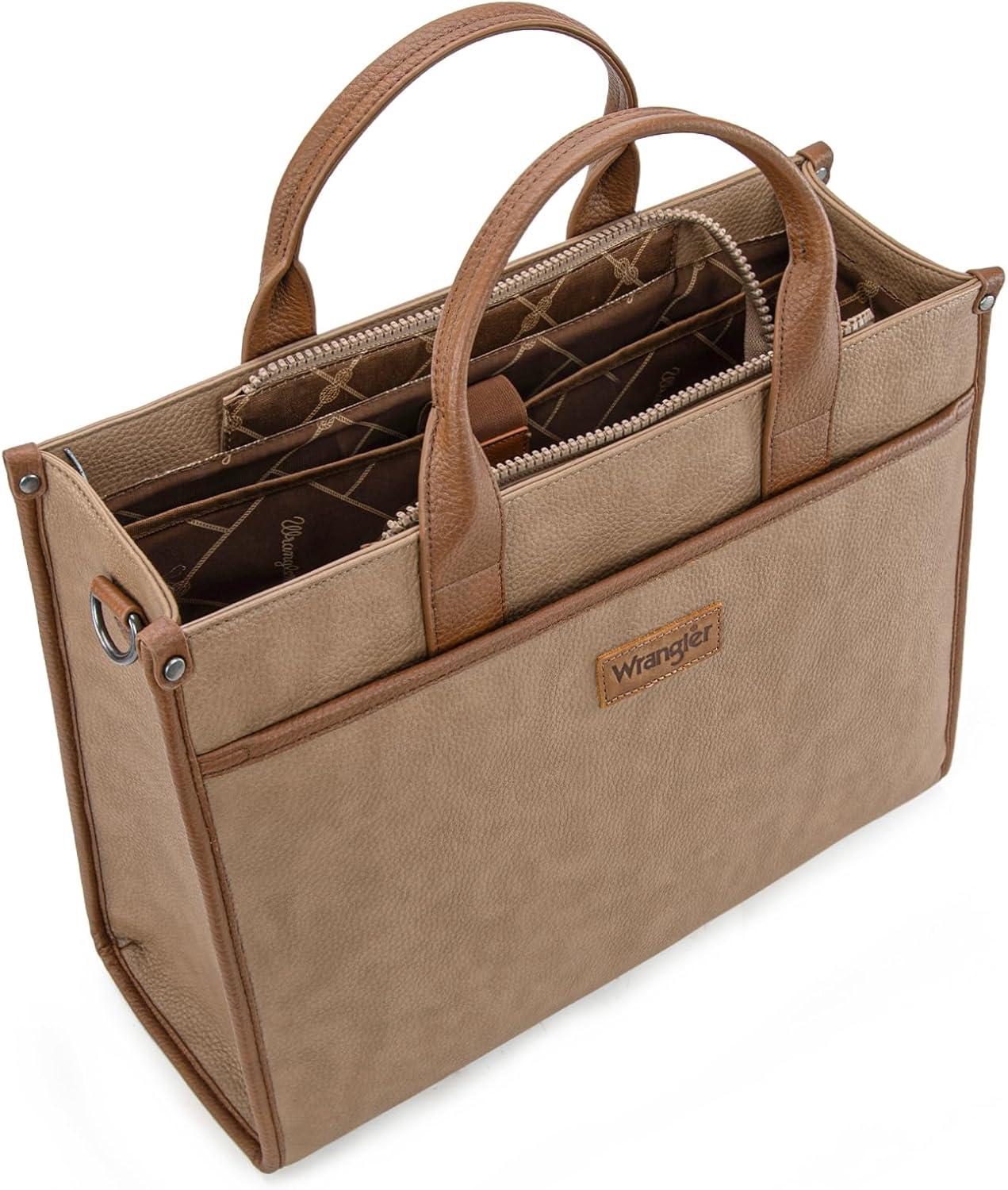 imageWrangler Laptop Bag for Women 156 Inch Vintage Work Tote Bag for Business Briefcase Handbag with Adjustable Shoulder StrapKhaki