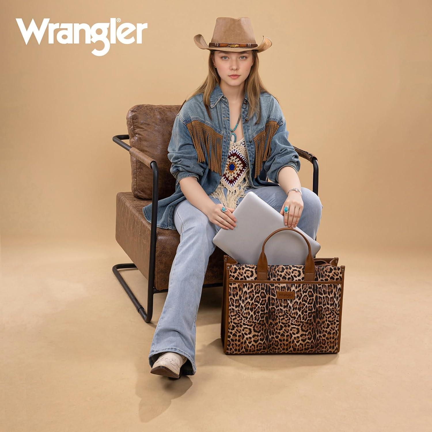 imageWrangler Laptop Bag for Women 156 Inch Vintage Work Tote Bag for Business Briefcase Handbag with Adjustable Shoulder StrapLeopard Print