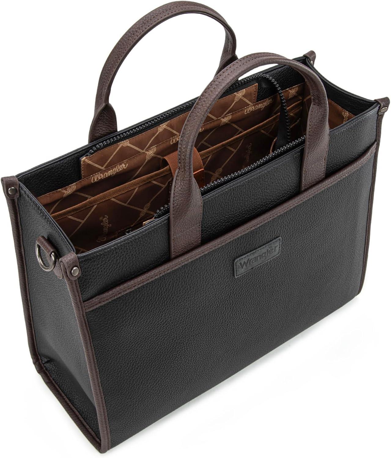 imageWrangler Laptop Bag for Women 156 Inch Vintage Work Tote Bag for Business Briefcase Handbag with Adjustable Shoulder StrapVintage Black