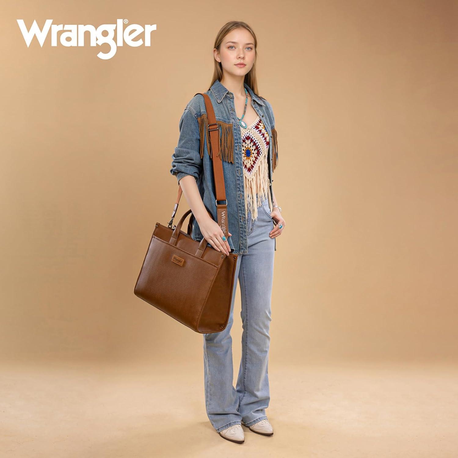 imageWrangler Laptop Bag for Women 156 Inch Vintage Work Tote Bag for Business Briefcase Handbag with Adjustable Shoulder StrapVintage Brown