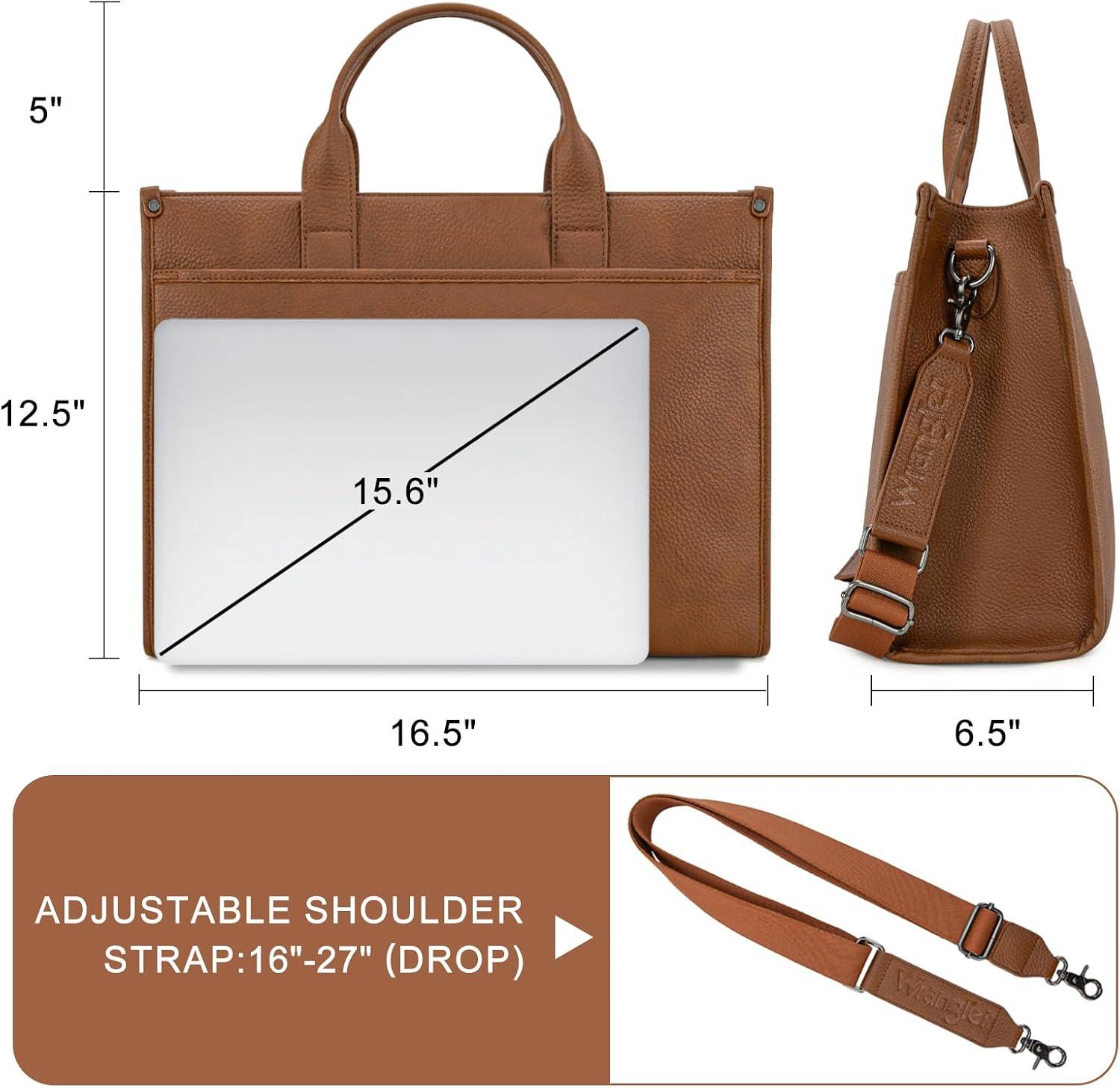 imageWrangler Laptop Bag for Women 156 Inch Vintage Work Tote Bag for Business Briefcase Handbag with Adjustable Shoulder StrapVintage Brown