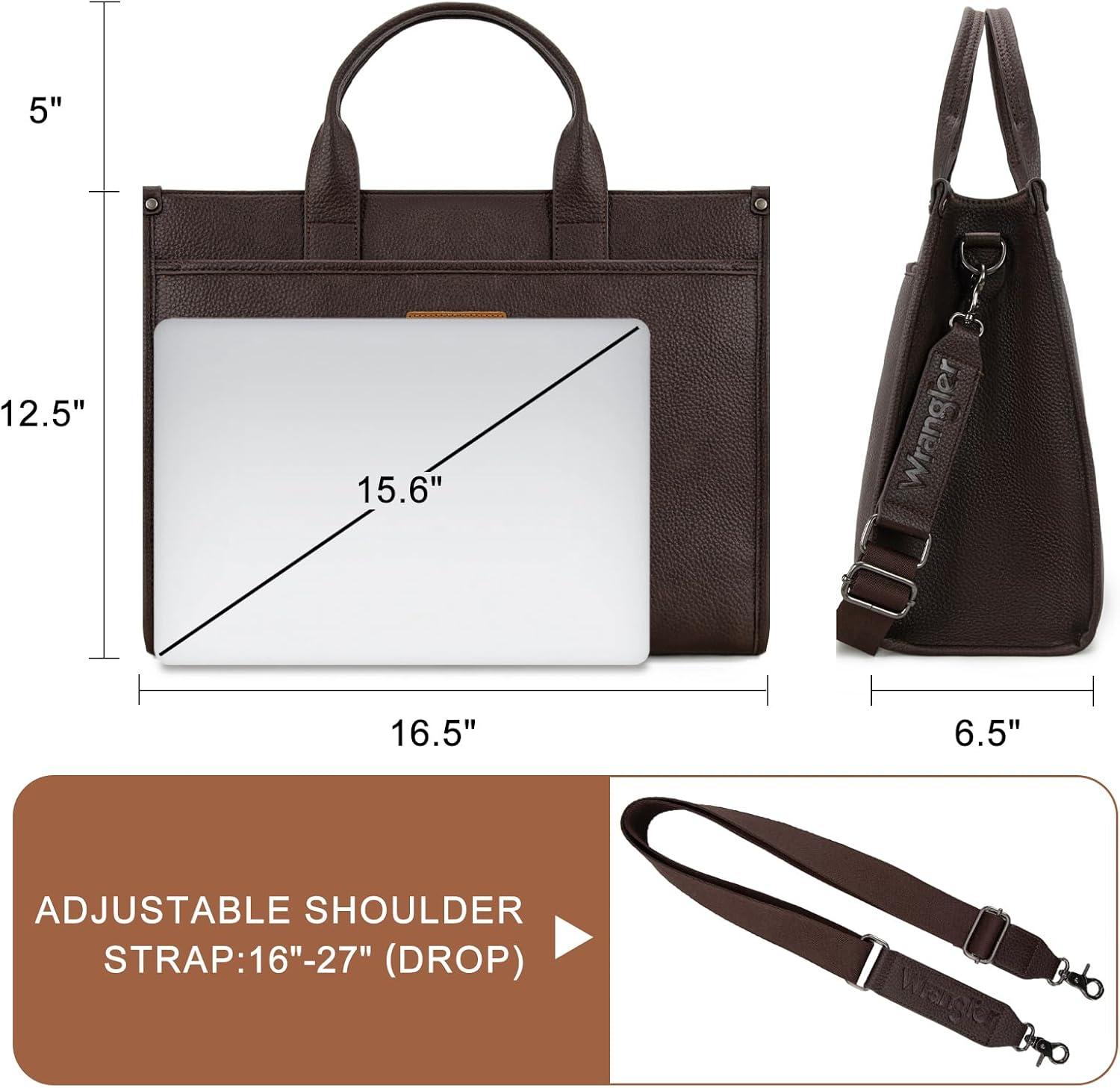 imageWrangler Laptop Bag for Women 156 Inch Vintage Work Tote Bag for Business Briefcase Handbag with Adjustable Shoulder StrapVintage Coffee