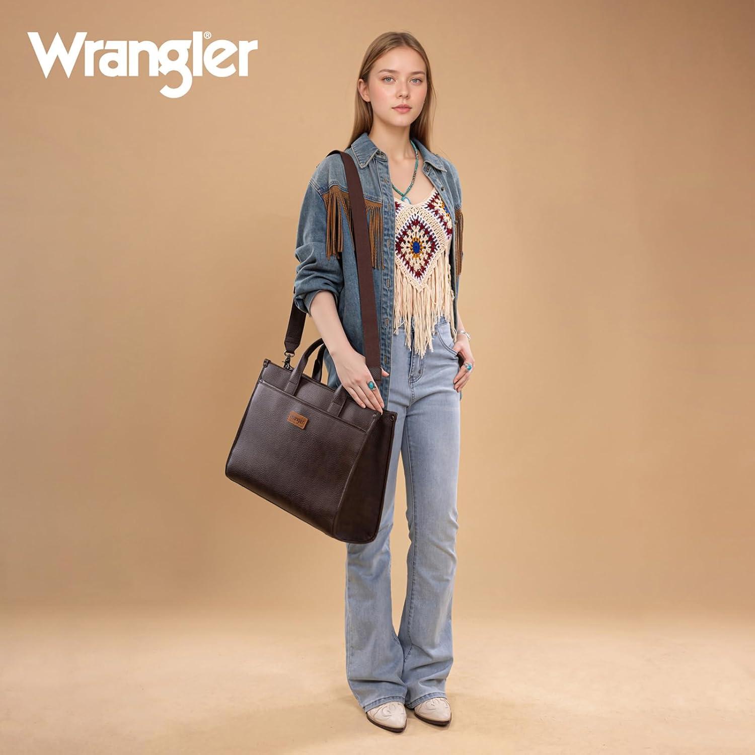 imageWrangler Laptop Bag for Women 156 Inch Vintage Work Tote Bag for Business Briefcase Handbag with Adjustable Shoulder StrapVintage Coffee