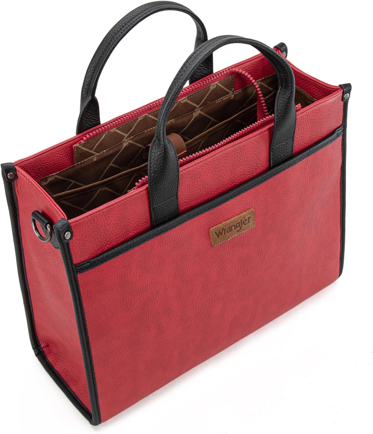 imageWrangler Laptop Bag for Women 156 Inch Vintage Work Tote Bag for Business Briefcase Handbag with Adjustable Shoulder StrapVintage Red