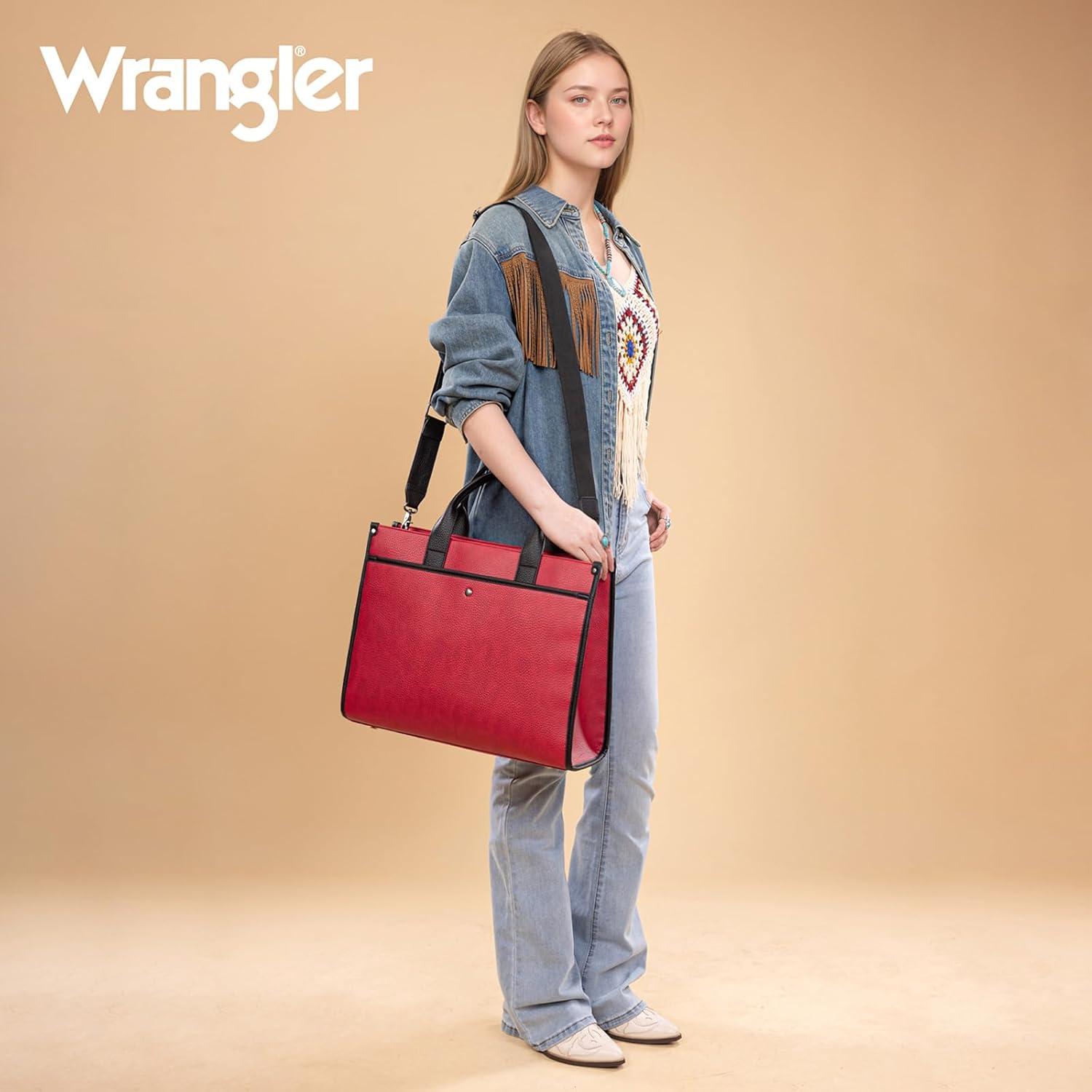 imageWrangler Laptop Bag for Women 156 Inch Vintage Work Tote Bag for Business Briefcase Handbag with Adjustable Shoulder StrapVintage Red