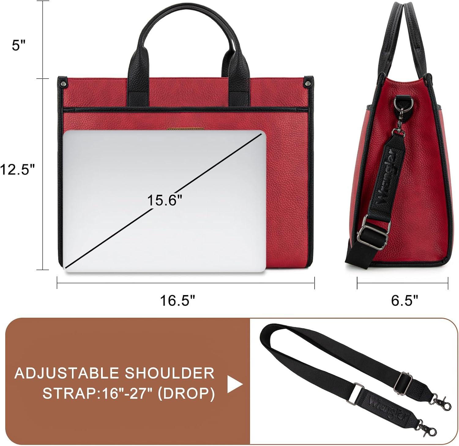 imageWrangler Laptop Bag for Women 156 Inch Vintage Work Tote Bag for Business Briefcase Handbag with Adjustable Shoulder StrapVintage Red