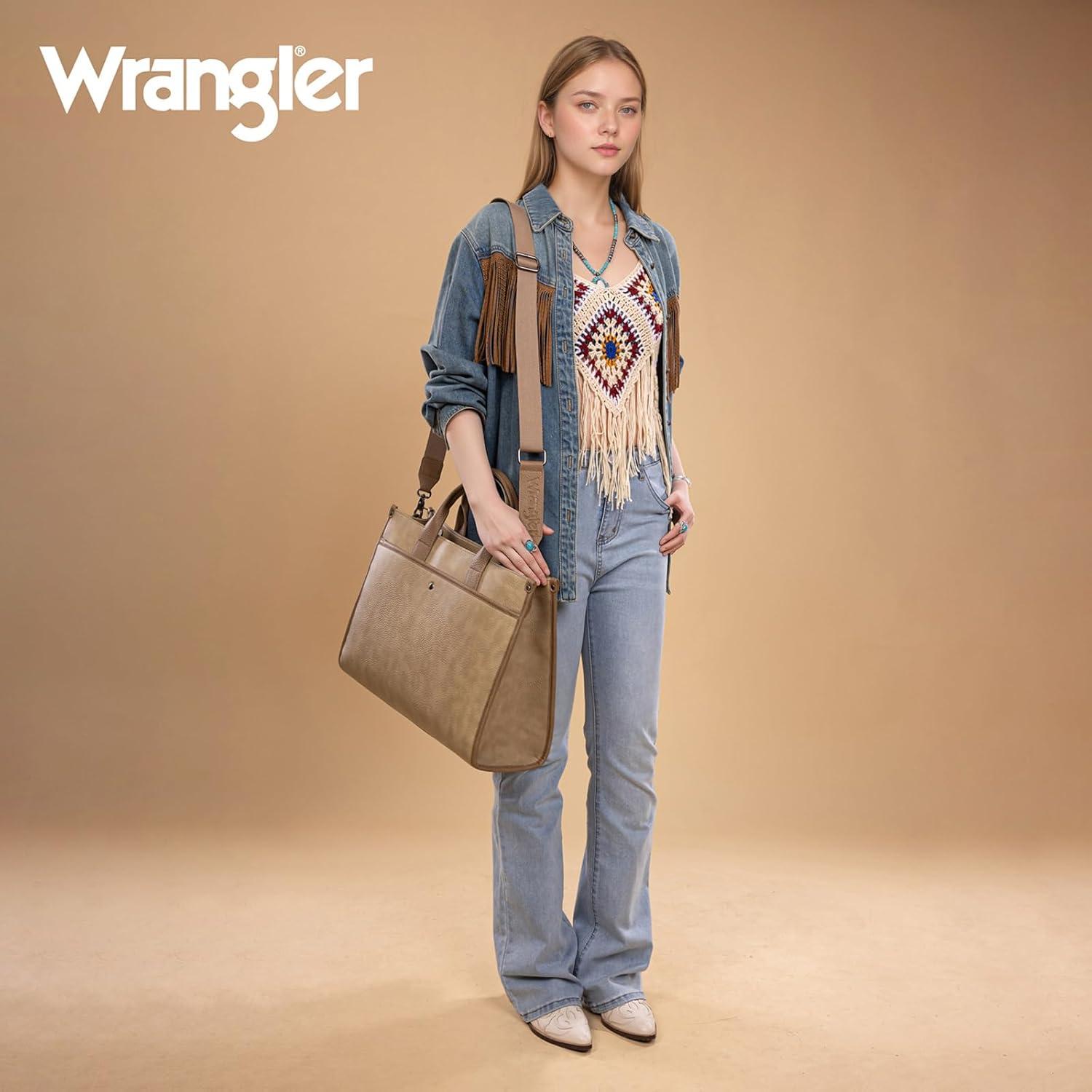 imageWrangler Laptop Bag for Women 156 Inch Vintage Work Tote Bag for Business Briefcase Handbag with Adjustable Shoulder StrapVintage Tan