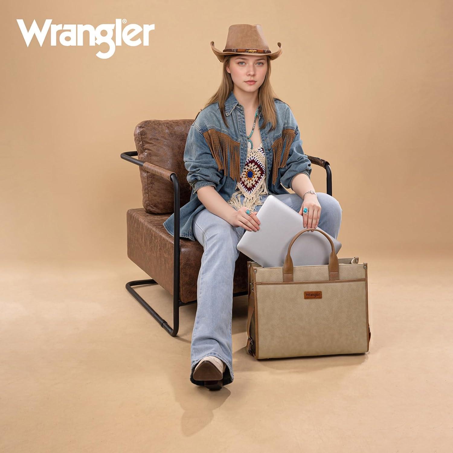 imageWrangler Laptop Bag for Women 156 Inch Vintage Work Tote Bag for Business Briefcase Handbag with Adjustable Shoulder StrapVintage Tan