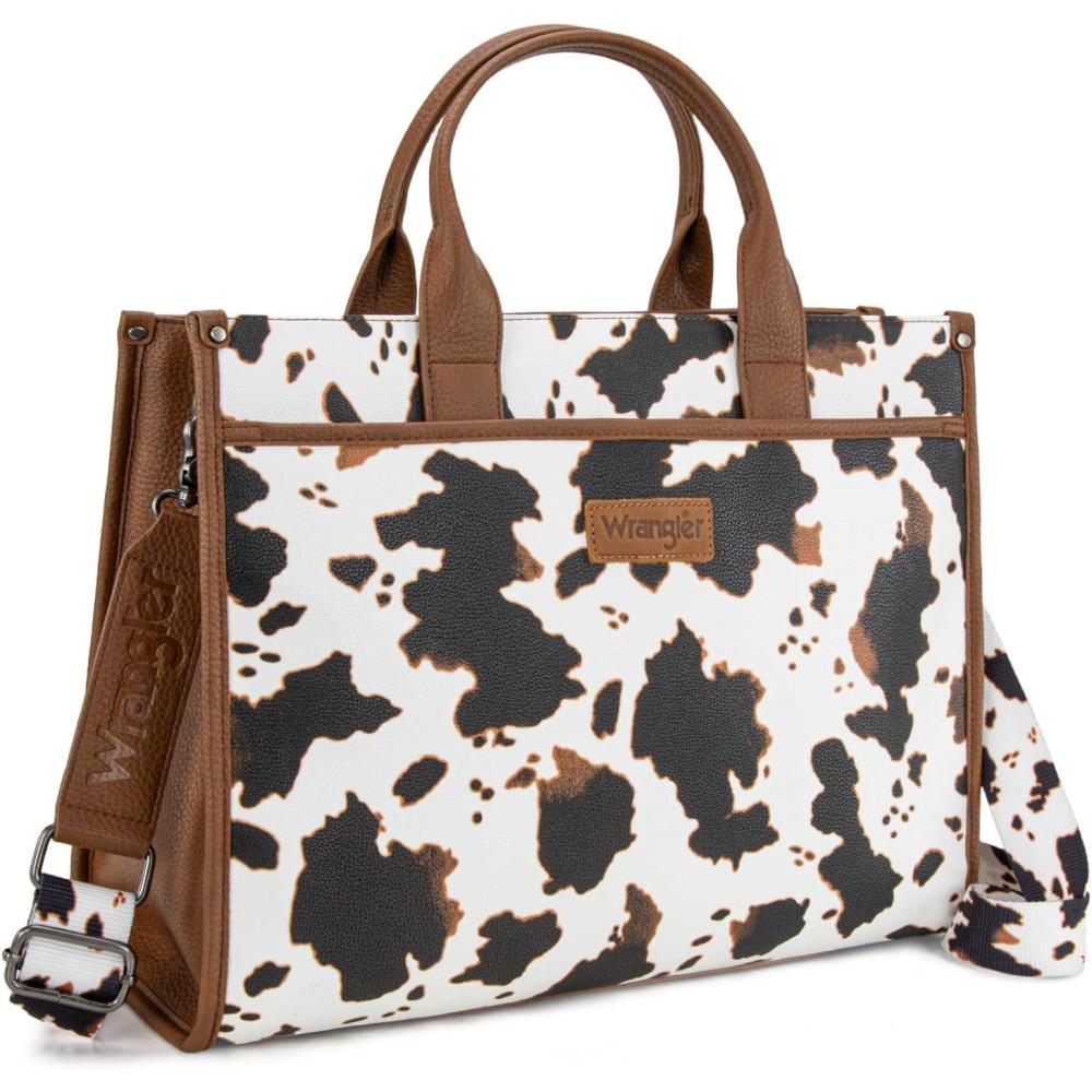 imageWrangler Laptop Bag for Women 156 Inch Vintage Work Tote Bag for Business Briefcase Handbag with Adjustable Shoulder StrapCowbrown