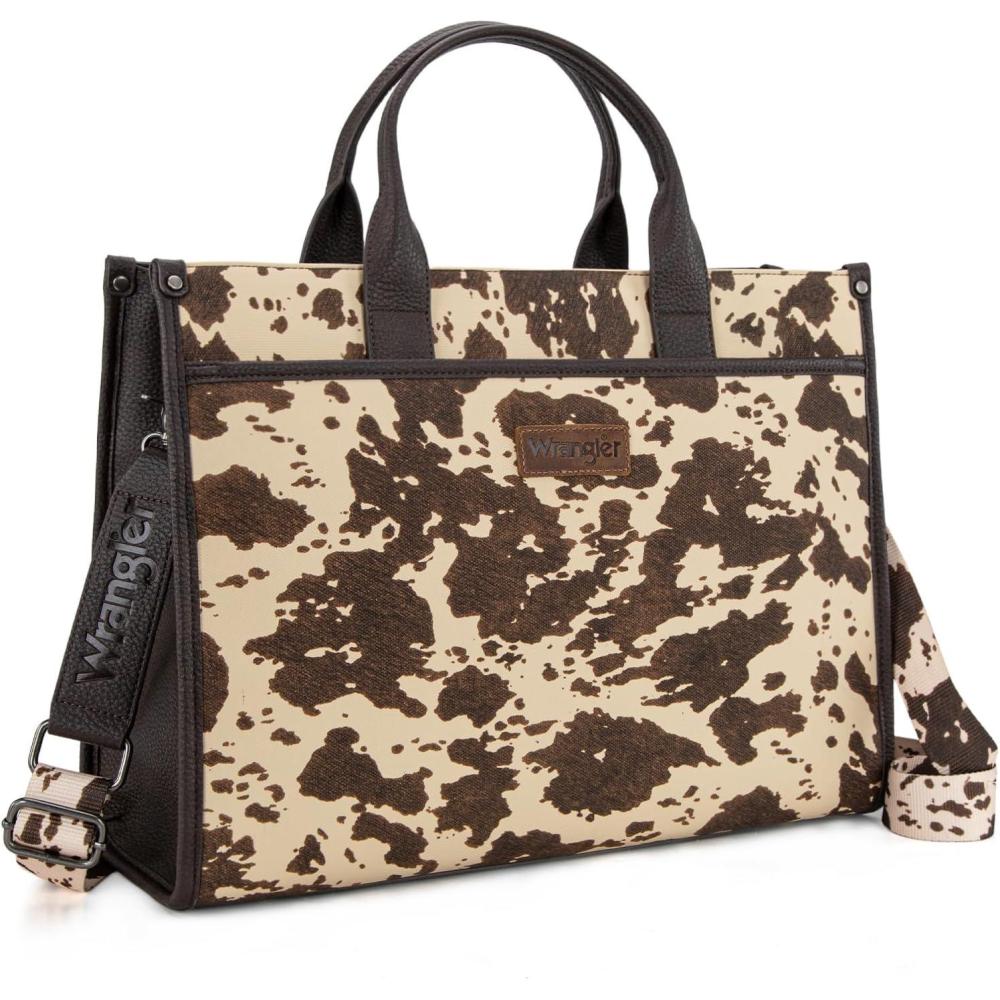 imageWrangler Laptop Bag for Women 156 Inch Vintage Work Tote Bag for Business Briefcase Handbag with Adjustable Shoulder StrapCowcoffee