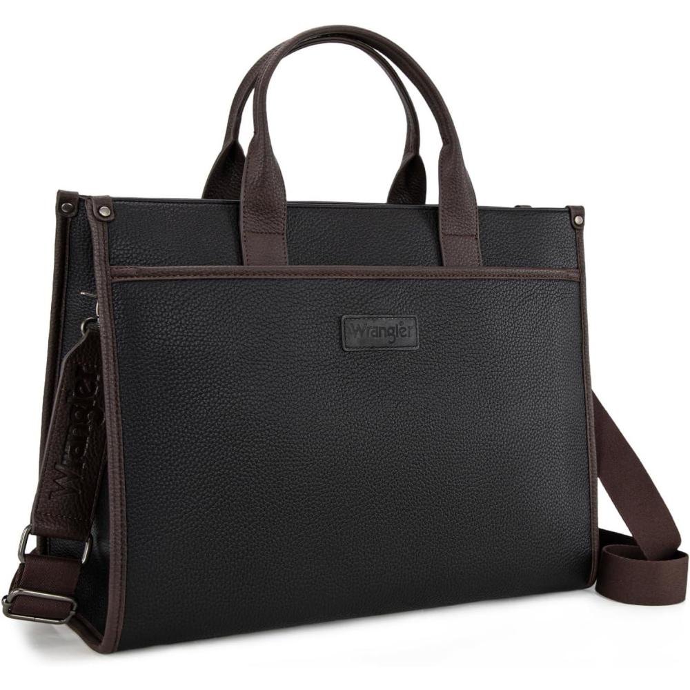 imageWrangler Laptop Bag for Women 156 Inch Vintage Work Tote Bag for Business Briefcase Handbag with Adjustable Shoulder StrapVintage Black