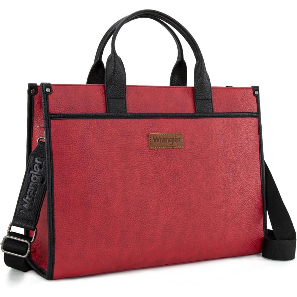 imageWrangler Laptop Bag for Women 156 Inch Vintage Work Tote Bag for Business Briefcase Handbag with Adjustable Shoulder StrapVintage Red