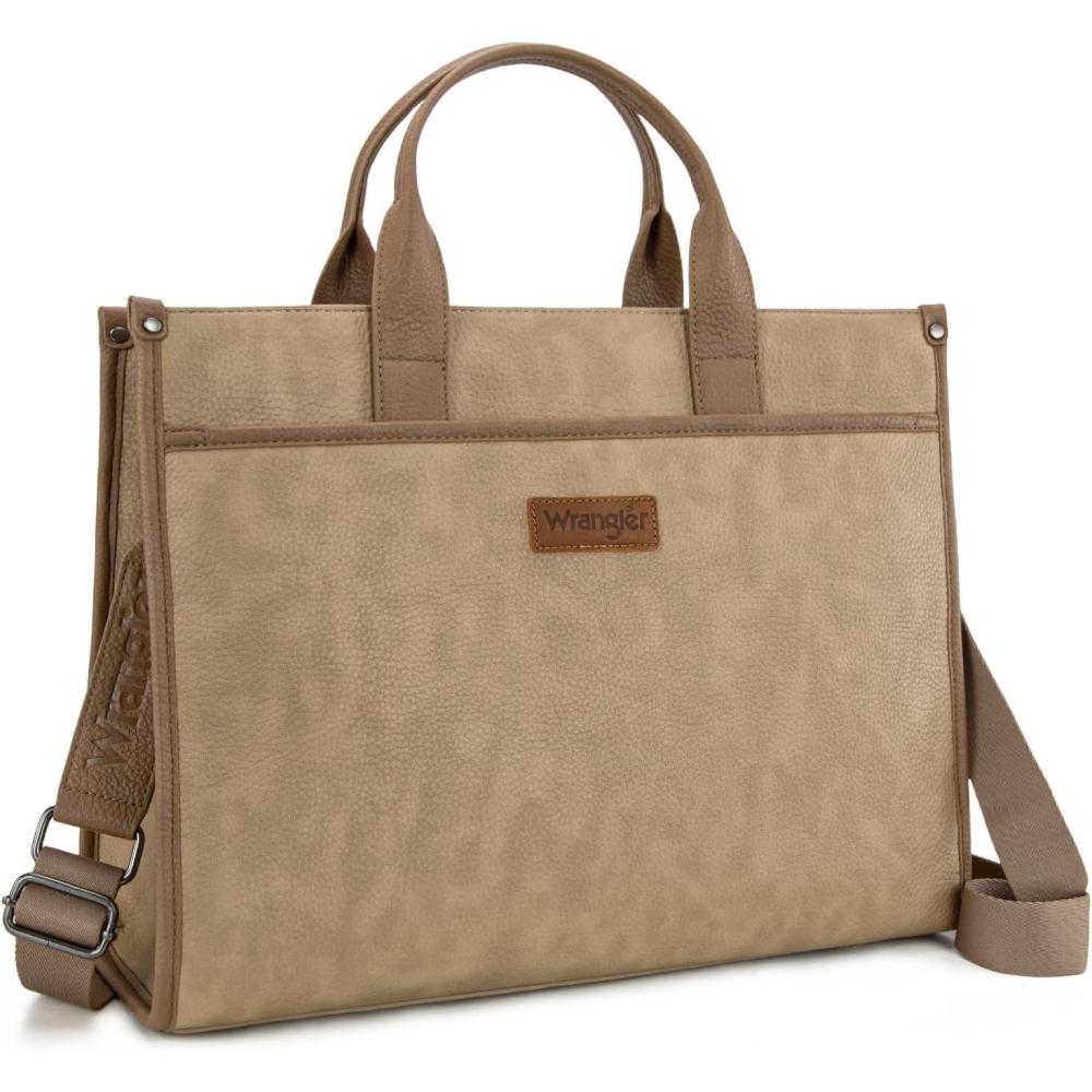 imageWrangler Laptop Bag for Women 156 Inch Vintage Work Tote Bag for Business Briefcase Handbag with Adjustable Shoulder StrapVintage Tan