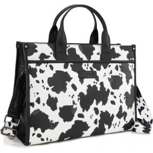 imageWrangler Laptop Bag for Women 156 Inch Vintage Work Tote Bag for Business Briefcase Handbag with Adjustable Shoulder StrapCowblack