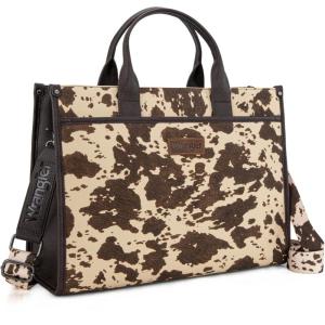 imageWrangler Laptop Bag for Women 156 Inch Vintage Work Tote Bag for Business Briefcase Handbag with Adjustable Shoulder StrapCowcoffee