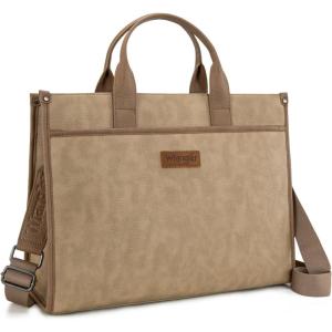 imageWrangler Laptop Bag for Women 156 Inch Vintage Work Tote Bag for Business Briefcase Handbag with Adjustable Shoulder StrapVintage Tan