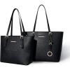 imageMontana West Tote Handbag for Women Vegan Leather Shoulder Bag Large and Medium 2PCS Purses Set MWC2030BK