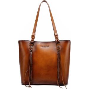 imageMontana West Genuine Leather Tote Bags for Women Shoulder Purses Tassel Handbag