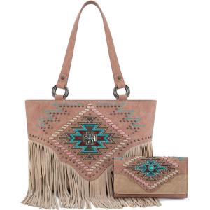 imageMontana West Western Tote Bag for Women Tooled Shoulder Purse with Wallet 2Pcs SetXlarge Dark Pink