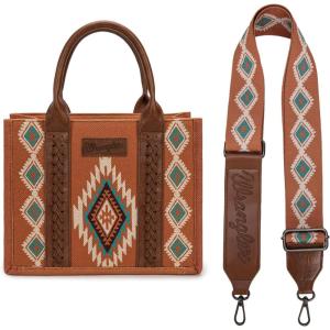 imageMontana West Wrangler Tote Bag for Women Western Shoulder Purse Aztec Satchel HandbagsBrown