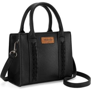 imageWrangler Mini Tote Bag for Women Cute Small Satchel Purse Tophandle Handbag with StrapMini Black