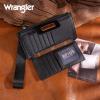 imageMontana West X Wrangler Womens Wallet Western Tooling Bifold Wallets Ladies RFID Blocking Wristlet Wallet with Zipper PocketBlack